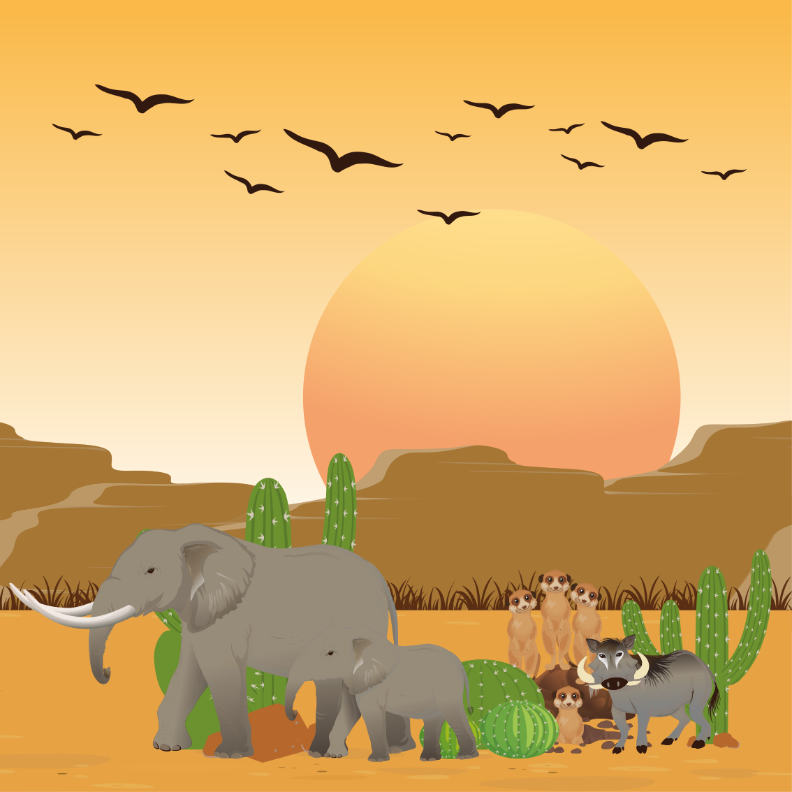 Nursery poster african animals in the wild prints - TenStickers