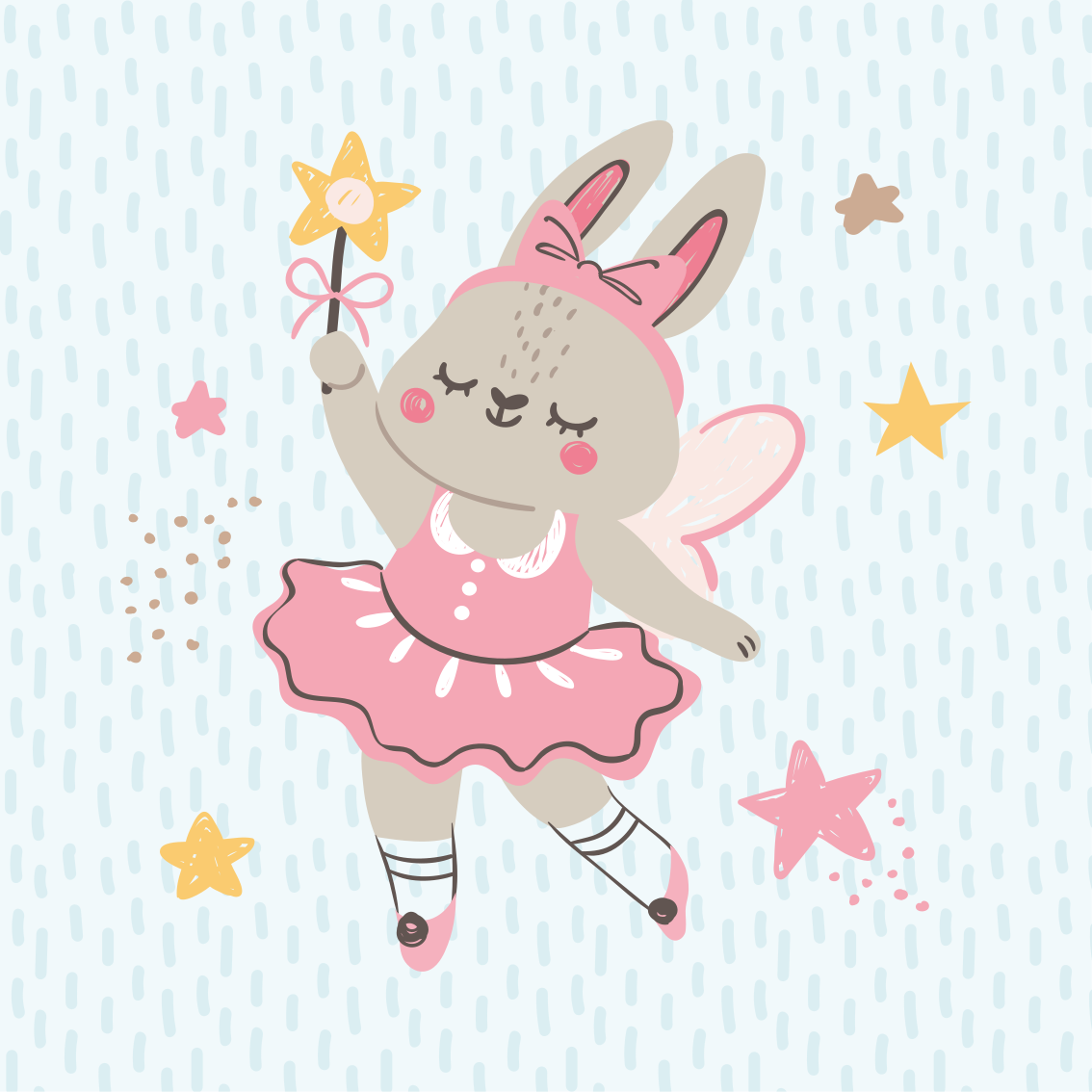 Nursery poster of rabbit fairy illustration with stars - TenStickers
