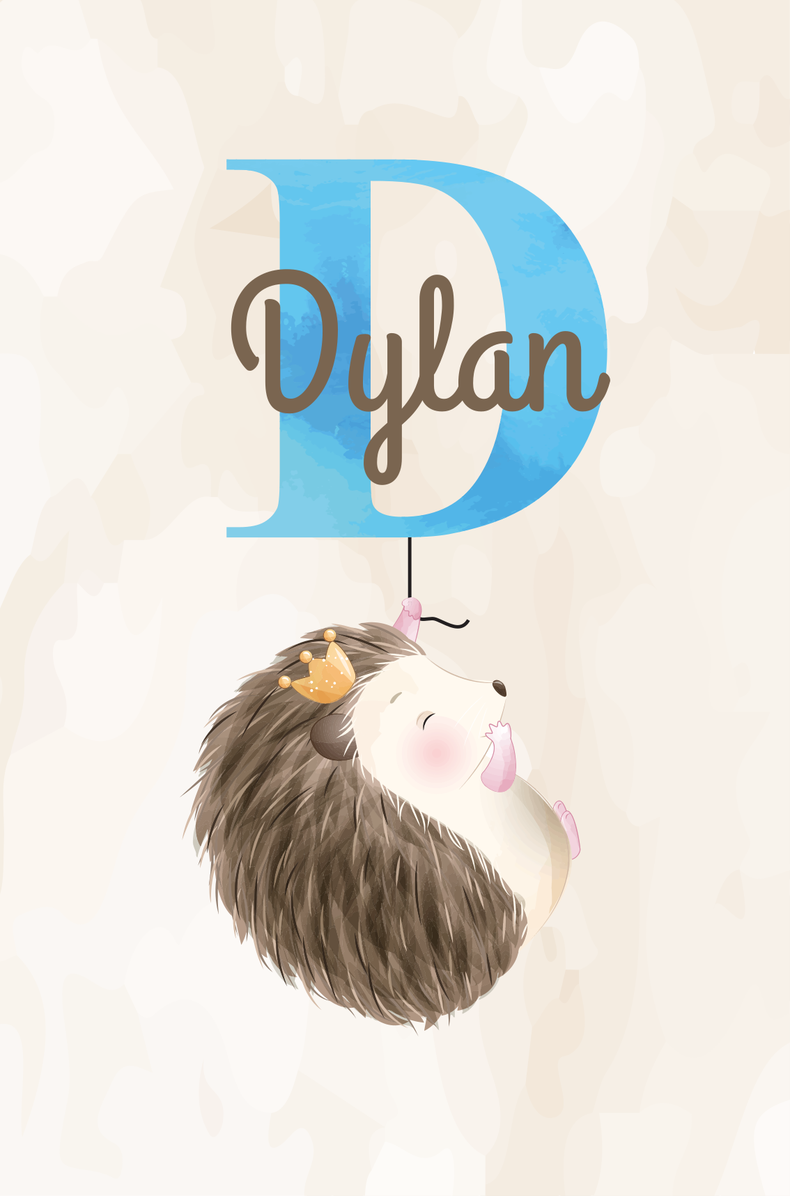 Hedgehog initial and name nursery poster - TenStickers