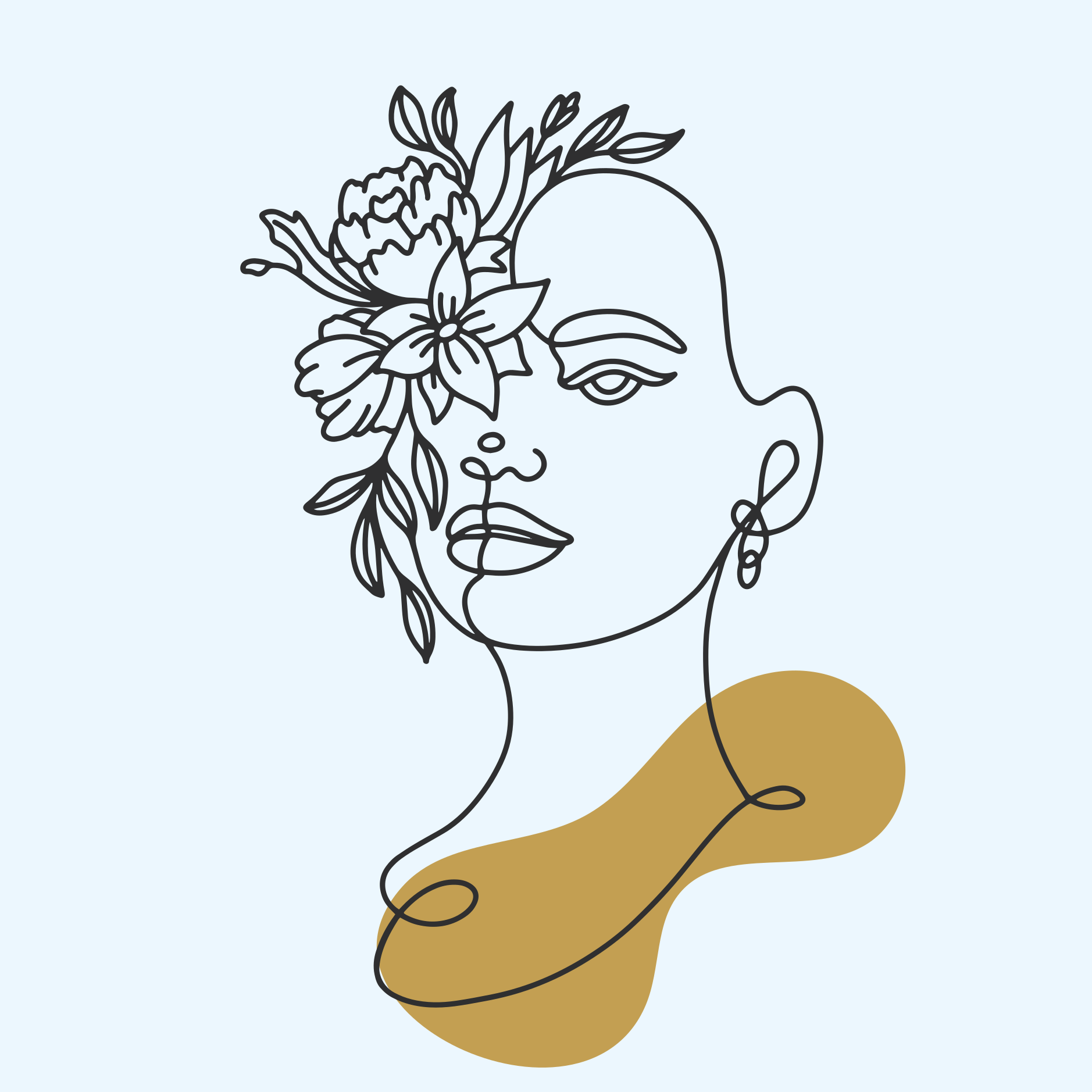 Flower poster of abstract woman lines - TenStickers