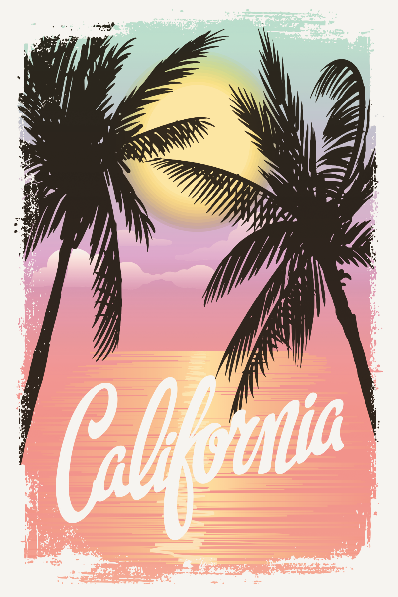 City poster californian sunset atmosphere - TenStickers