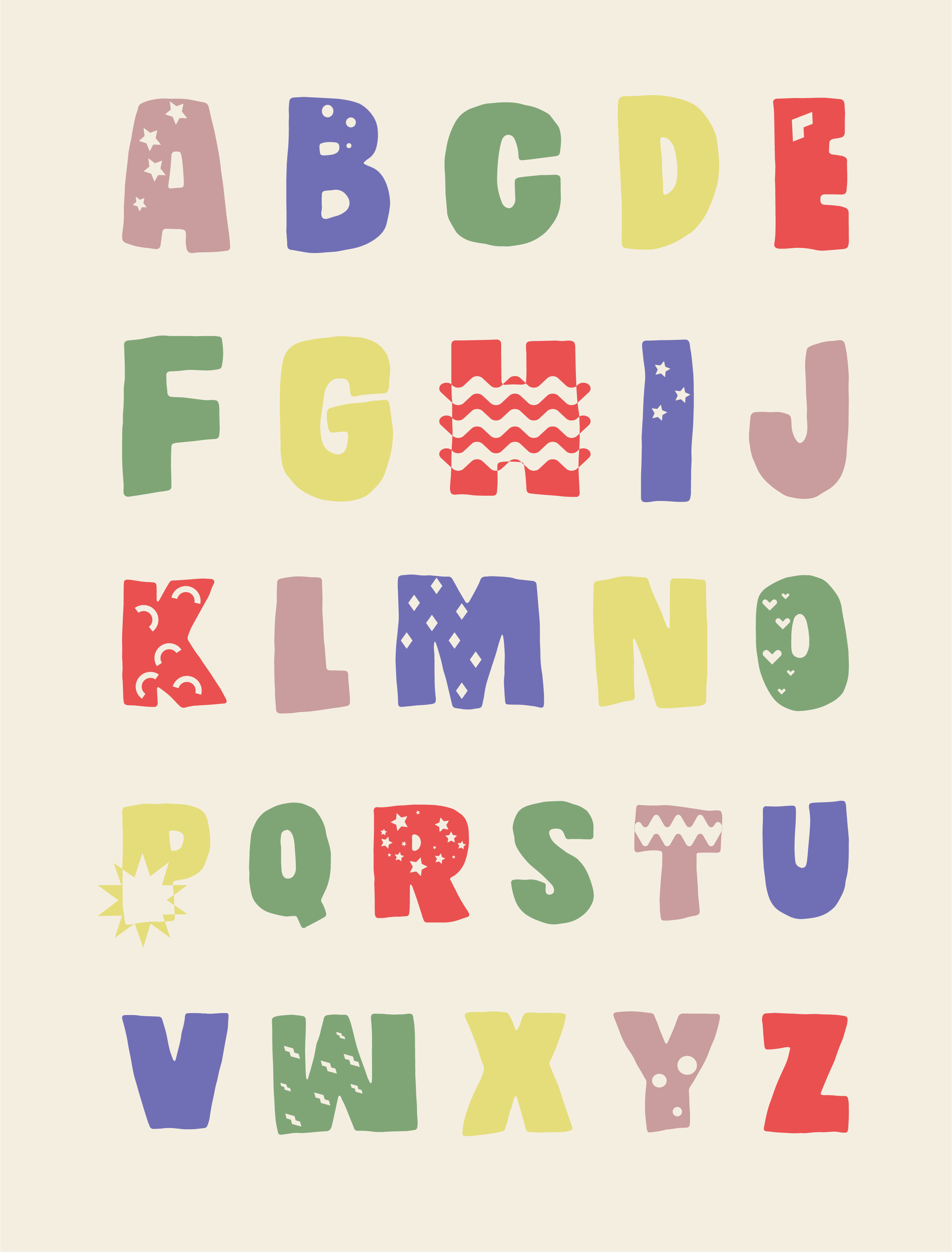 a geometracial alphabet nursery poster - TenStickers