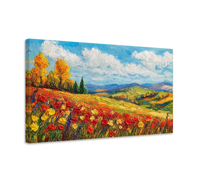 Colorful field  landscape canvas - TenStickers