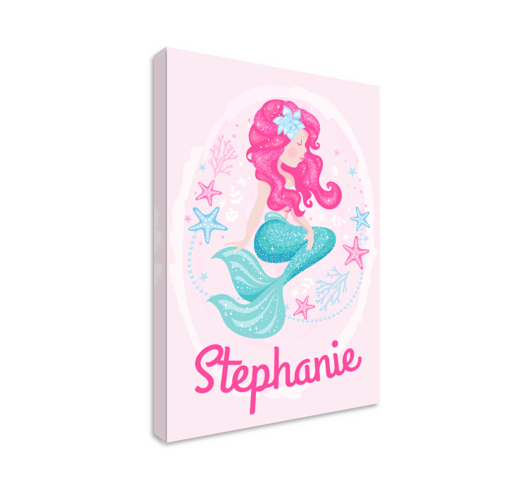 mermaid with name personalised canvas - TenStickers