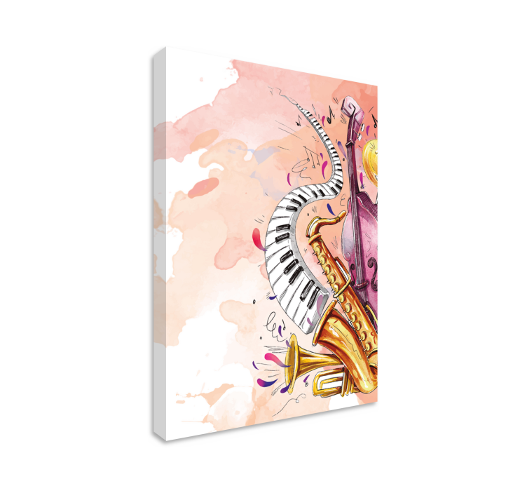 Watercolor musical instruments canvas art - TenStickers