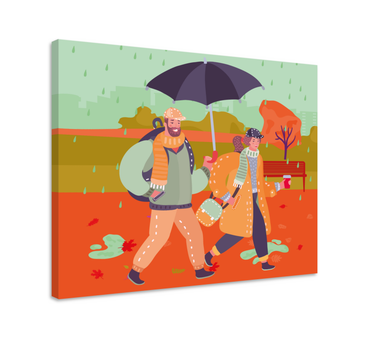 3D lovers in the rain 3D canvas prints - TenStickers