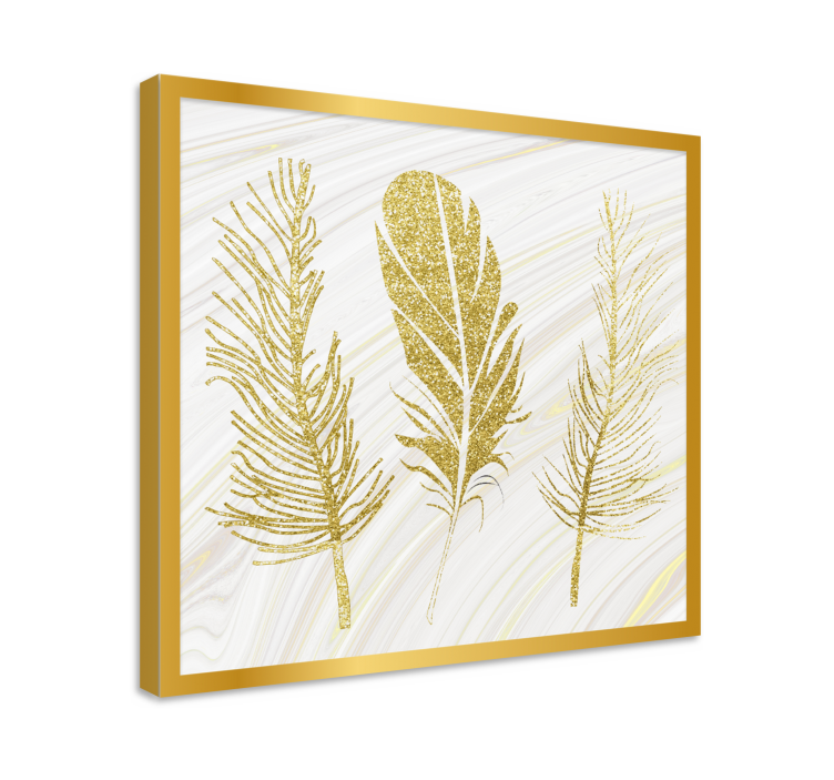 Golden Feather canvas wall art - TenStickers