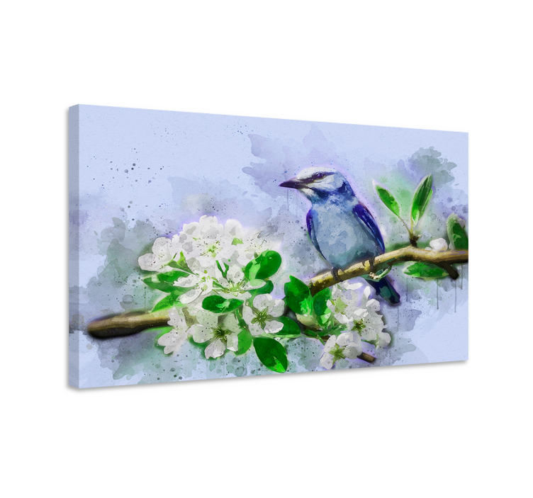 Bird canvas wall art bird on blossom - TenStickers