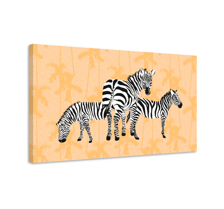 Palms and  zebras canvas print - TenStickers