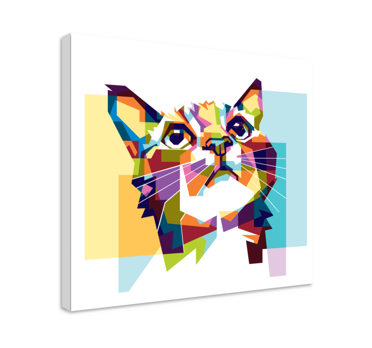 Geometric cat canvas print - TenStickers