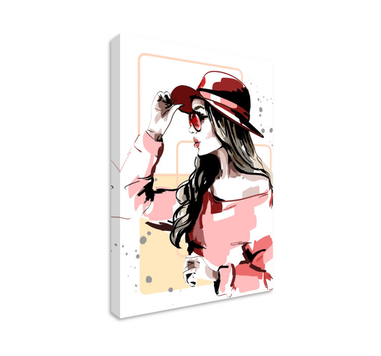 Elegant Woman with a hat canvas print - TenStickers