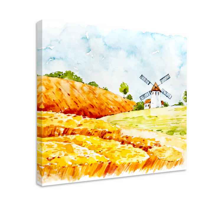 Windmill in Fields landscape canvas - TenStickers