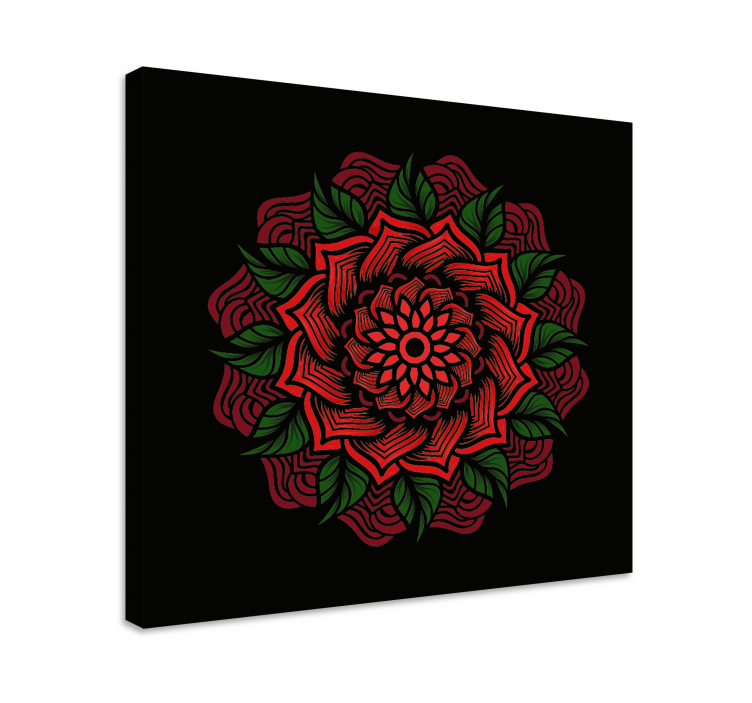 Rose themed mandala mandala canvas wall art - TenStickers