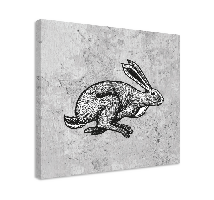 Grey rabbit running nursery canvas - TenStickers