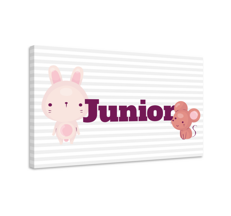 Bunny and mouse with name cocktail canvas - TenStickers