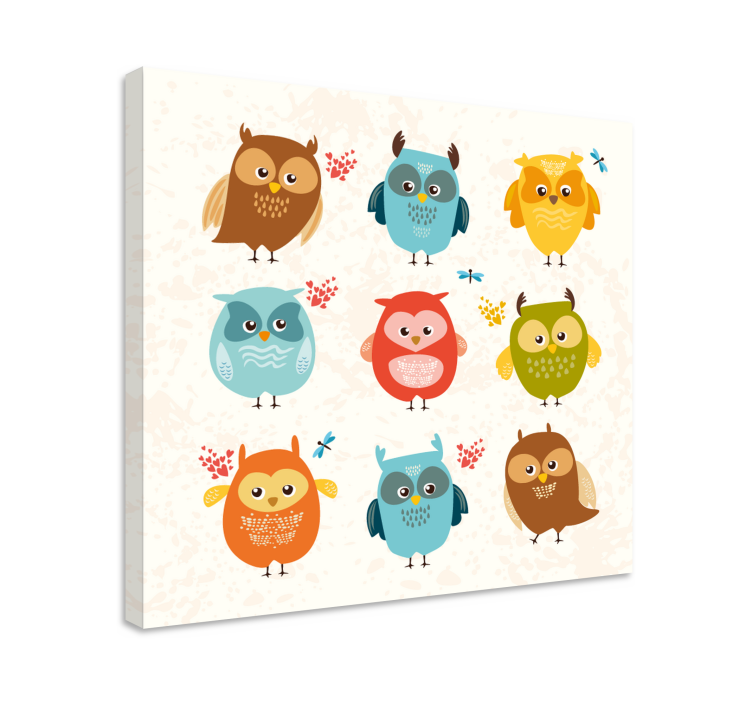 Animal canvas wall art charming owl collection - TenStickers