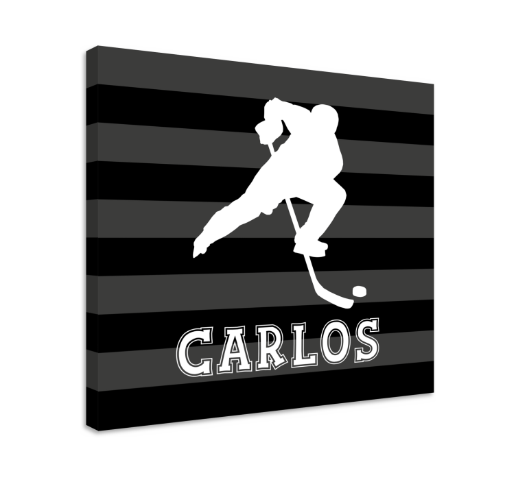Hockey player with name sports canvas art - TenStickers