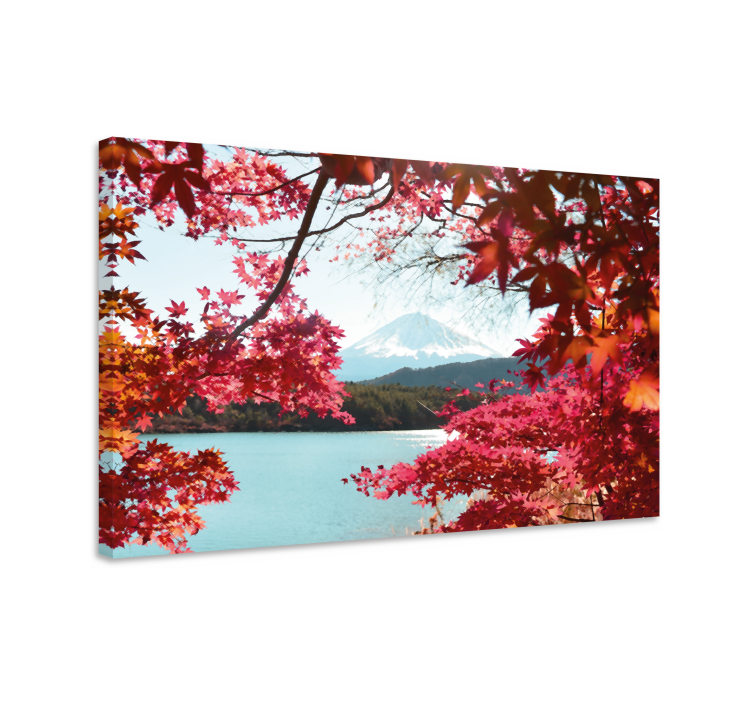 Red leaves in the forest landscape canvas - TenStickers