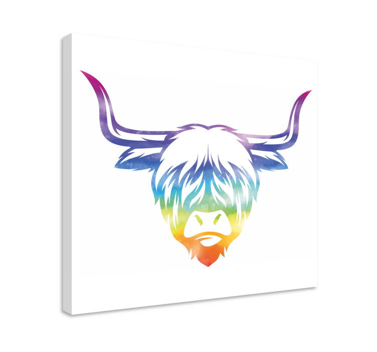 Animal canvas wall art colorful highland cow - TenStickers
