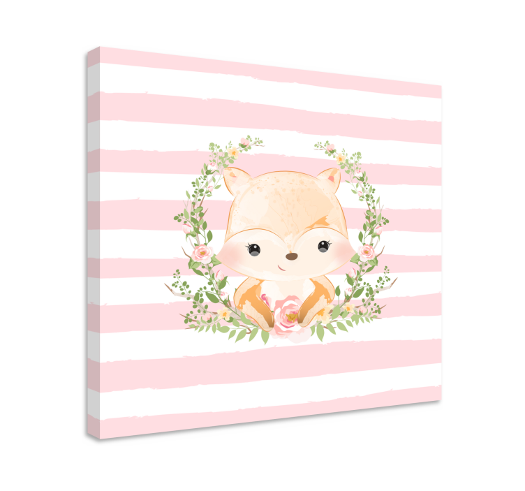 Animal canvas wall art cute fox framed - TenStickers