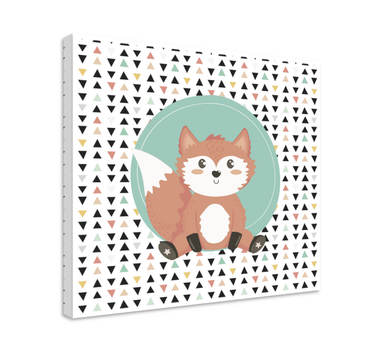 Cute baby fox cartoon nursery canvas - TenStickers
