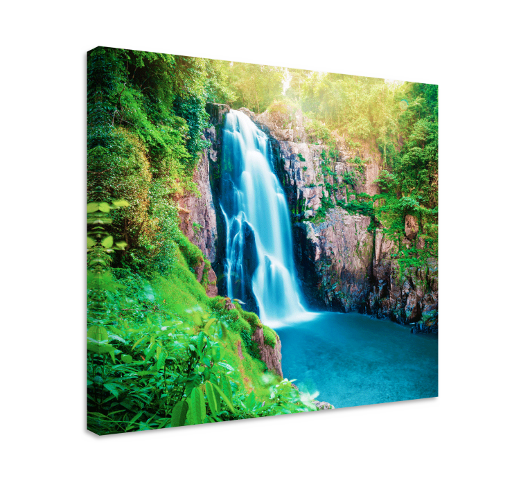 LUSH WATERFALL SCENE landscape canvas - TenStickers