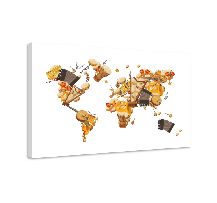 Musical Instrument world map canvas - TenStickers