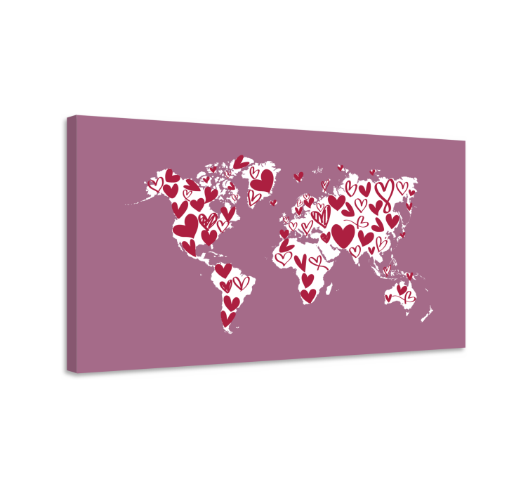 Love heart  world map canvas - TenStickers