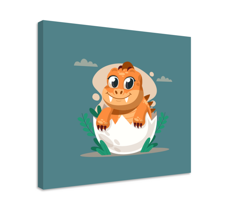 Cute hatching baby dinosaur canvas wall art - TenStickers