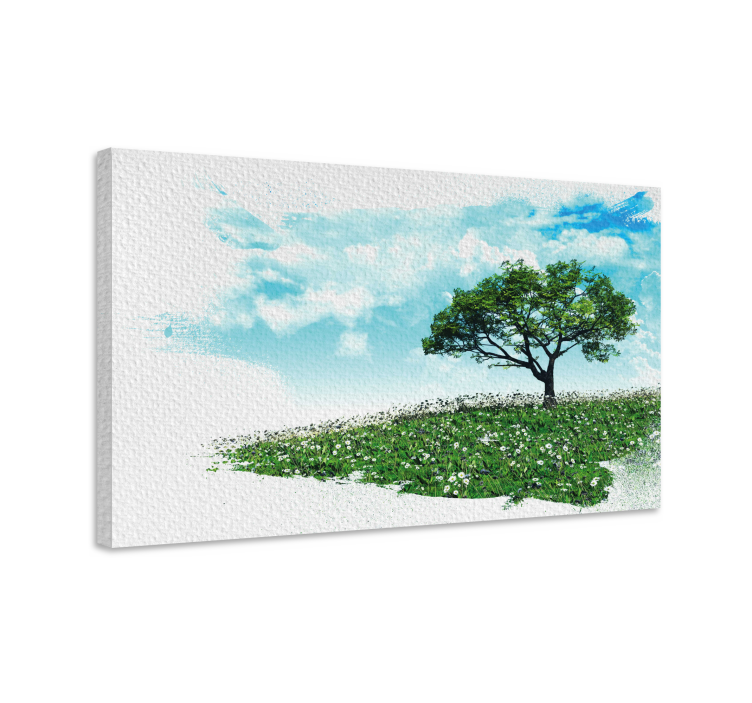 Lone green tree tree canvas wall art - TenStickers