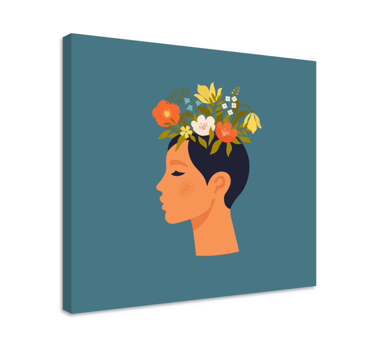 Flowers canvas floral silhouette design - TenStickers