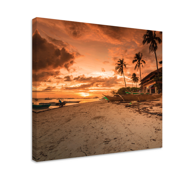 Sunset on the coast  landscape canvas - TenStickers