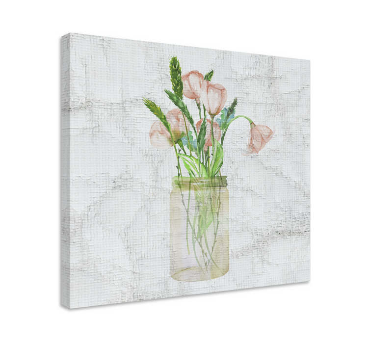 Flowers canvas pink flower jar - TenStickers