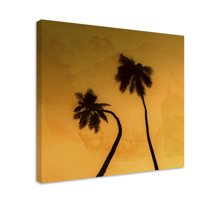 Two palm trees on an orange bedroom wall prints - TenStickers