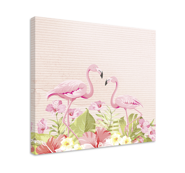 Flowers canvas flamingos among blooms - TenStickers