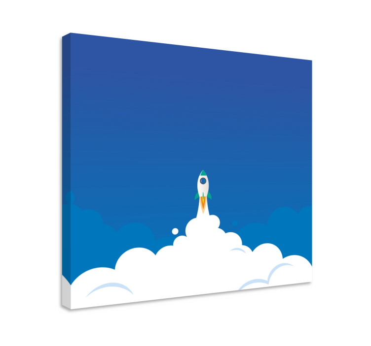 Cartoon launching rocket space nursery canvas - TenStickers