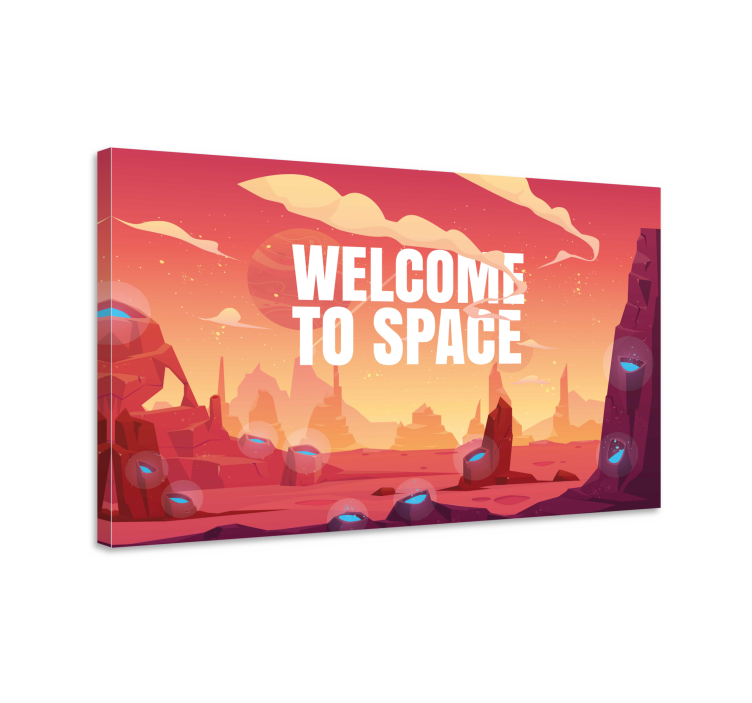 Red and yellow cartoon space nursery canvas - TenStickers