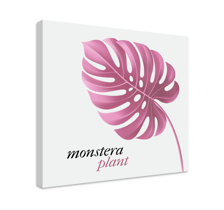 Pink minimalist monstera style quote canvas art - TenStickers
