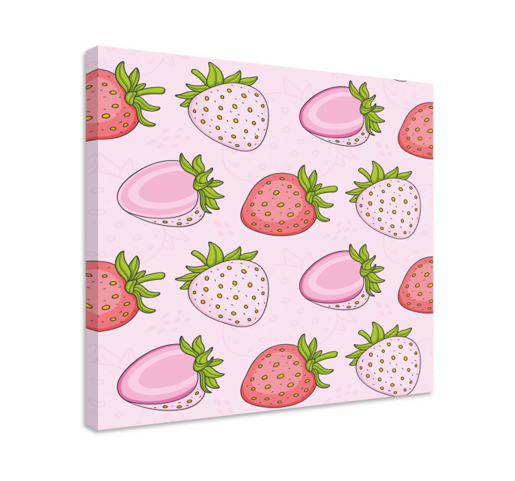 Seamless pink and red strawberries fruit canvas - TenStickers