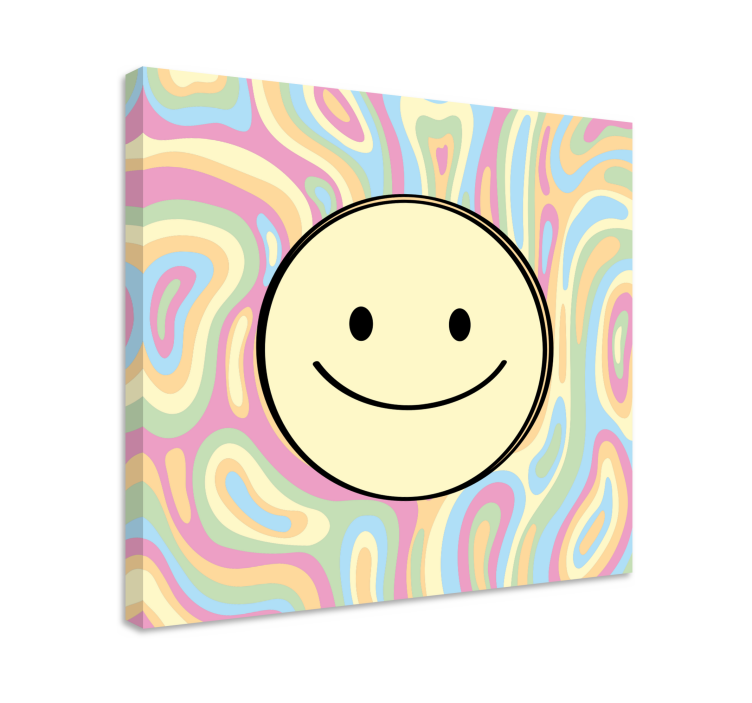 Colorful tie dye smiley face canvas art prints - TenStickers