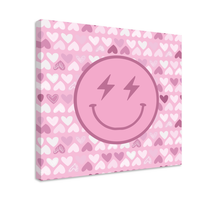 Pink lightning smiley face  canvas wall art - TenStickers