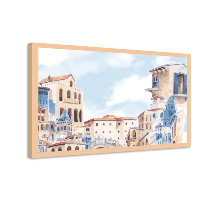 Watercolour city drawing nursery canvas - TenStickers