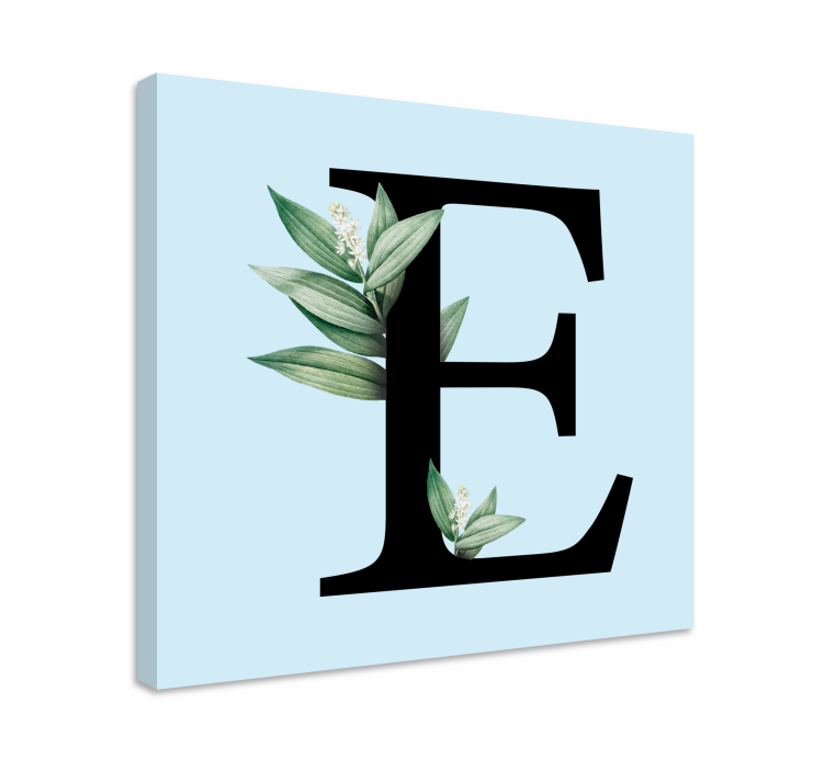 Abc canvas wall art letter e with leaves - TenStickers