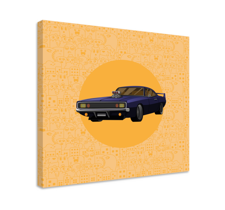 Framed gaming wall art classic muscle car - TenStickers