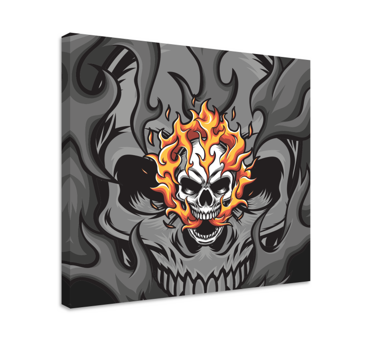 Quote canvas skull with flames - TenStickers