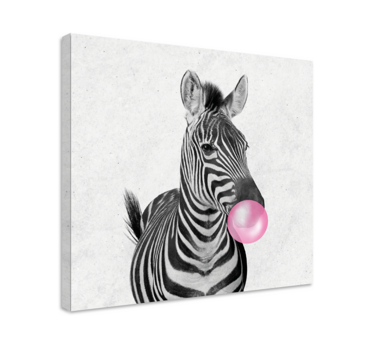 Zebra animal bubble gum modern canvas - TenStickers