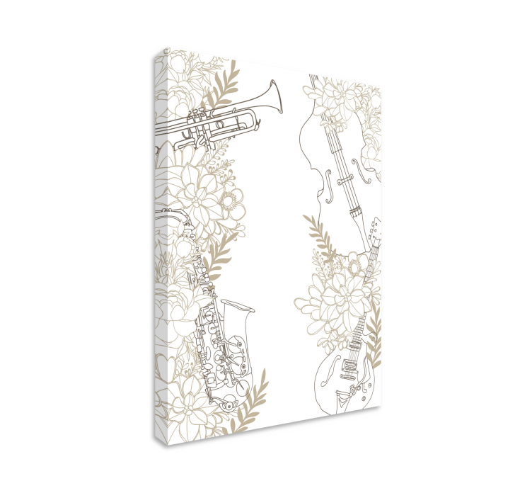Musical instrument in flowers Music canvas - TenStickers