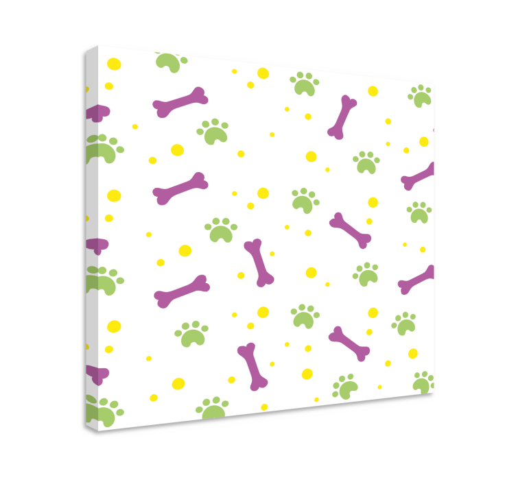 Colorful dog paws and bones dog canvas prints - TenStickers