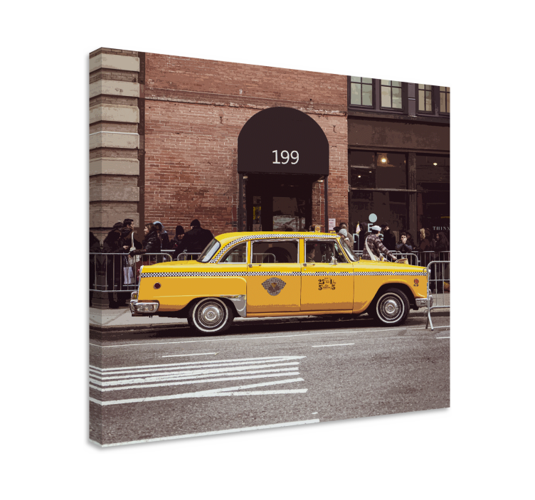 Cityscape wall art yellow taxi cab print - TenStickers
