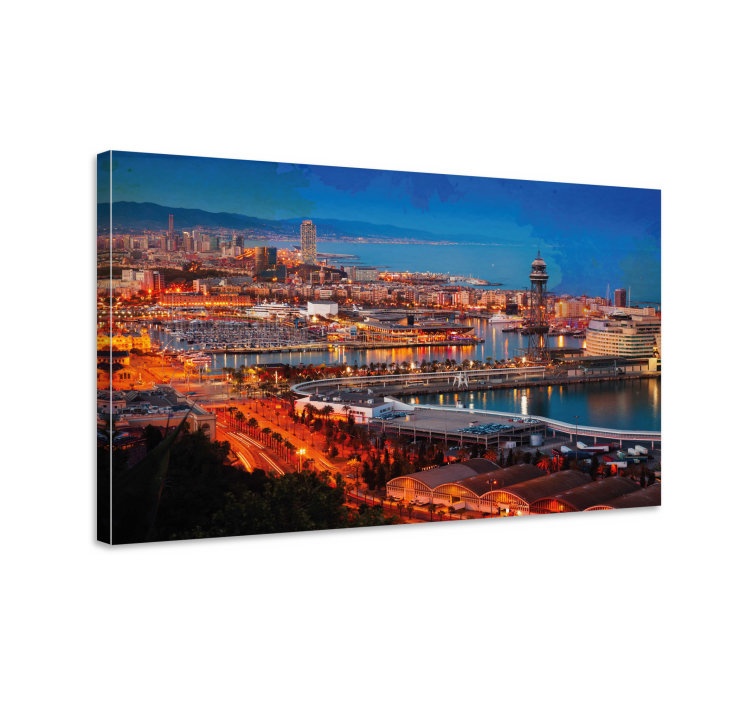Barcelona views in the evening 3D canvas prints - TenStickers